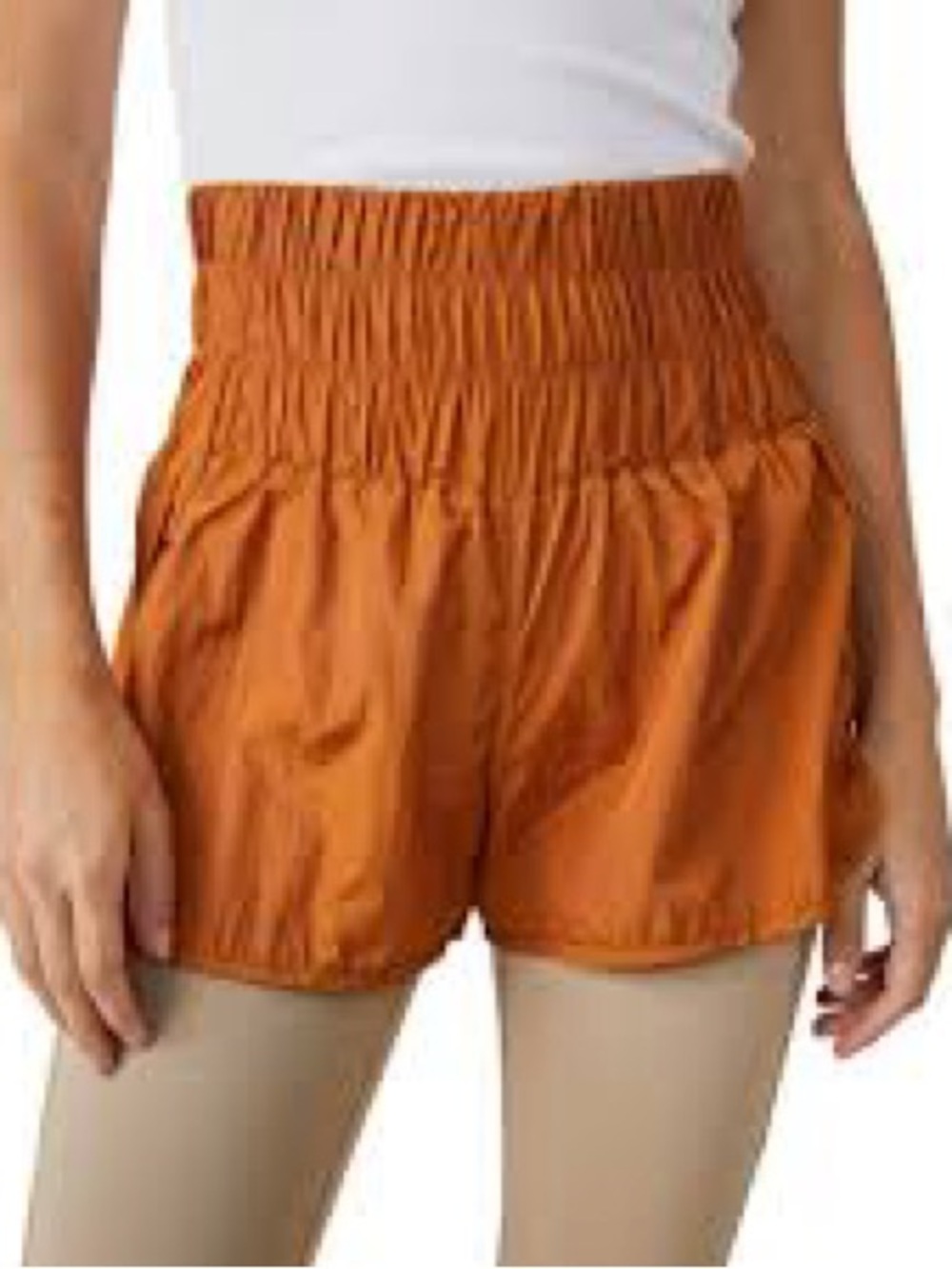 Free People Movement the Way Home High-Waist Smocked Rust Women’s Shorts